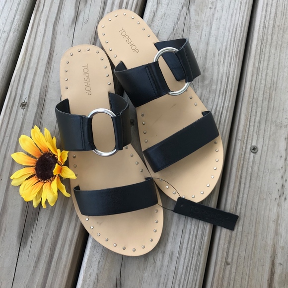 Topshop Shoes - Topshop Black Hooray Ring Slide Sandal NWT
